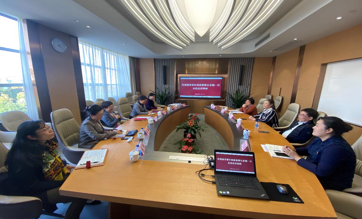 浦东新区区委常委、统战部部长金梅一行来天游ty8线路官网调研党外代表人士队伍建设工作