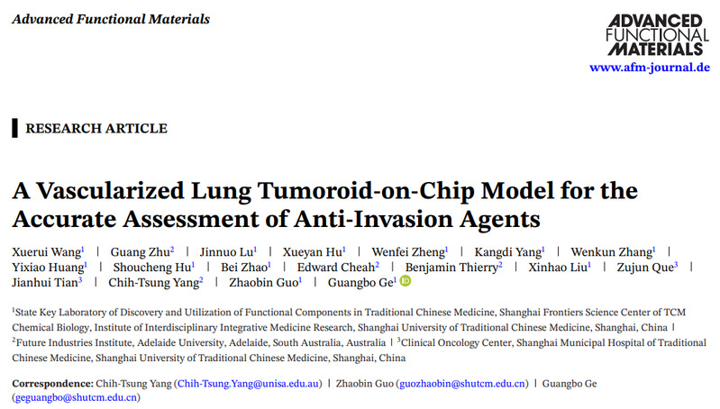 天游ty8线路官网交叉科学研究院团队成功研发血管化肺癌类器官芯片